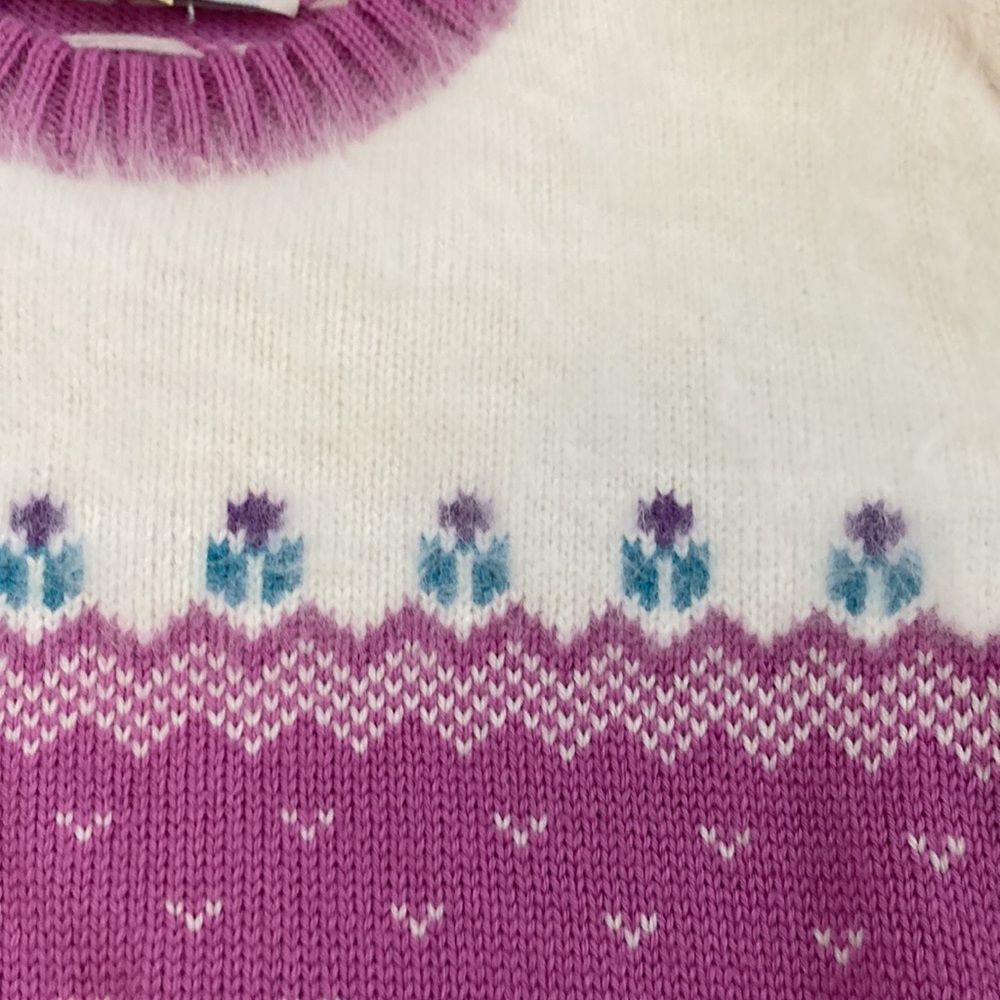 Vintage 80s Top Notch Wool Crewneck Tulip Fair Isle Sweater Handmade in the USA - Picture 15 of 16